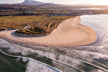 Poster - Aerial of the Beautiful Blue Flag Beach, Killahoey Strand near Dunfanaghy, Donegal, Ireland