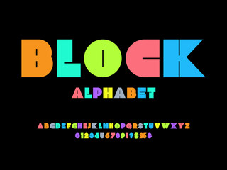 Wall Mural - vector of modern bold alphabet design with uppercase, numbers and symbols
