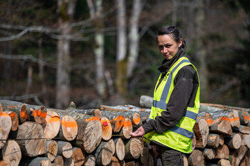 Wall Mural - Pretty woman working as a forester.