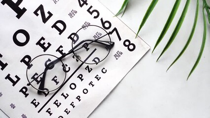 Wall Mural - Ophthalmologist accessories glasses with a test target for vision correction