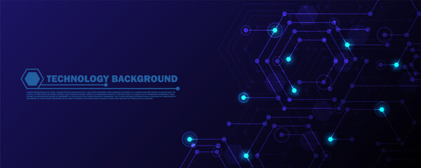 Futuristic abstract lines and dots connect the background. digital data connection technology and big data concept blue background EP.2