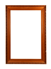 Wall Mural - Wooden brown frame for paintings. Isolated on white