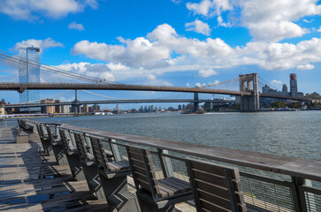 Poster - Brooklyn Bridge seen from the South Street Seaport in New York City