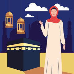 Wall Mural - mecca with muslim woman