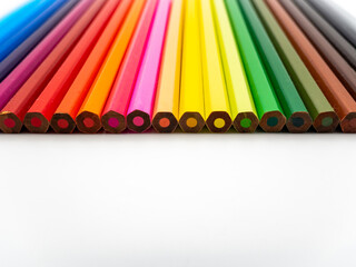 Wall Mural - Row of colorful pencils on white background