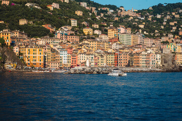 Poster - CAMOGLI, ITALY-JULY 2021: The colorful fishermens village on the coastline of Liguria