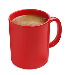 Sticker - Fresh aromatic coffee in red mug isolated on white