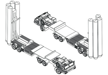 Air defense system. Rockets and shells. Special military equipment. Air Attack. Vector Military machine. Military vehicle logotype.