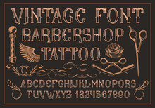 Vector Vintage Typeface. Perfect For Alcohol Labels, Logos, Barbershops,tattoo Salon, Headlines, Posters And Many Other Uses. 
