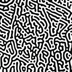 Canvas Print - Vector illustration of a seamless black-and-white pattern with chaotic elements