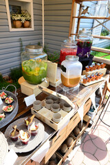 Poster - Beautiful shot of assorted desserts and beverages on a buffet table during a birthday celebration