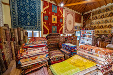 Rolled-Up   Carpets In A Variety Of Colors In A Carpet Store