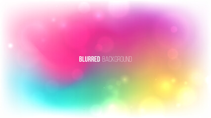 Aufkleber - Blurred background with bokeh effect and bright color gradient. Shiny banner for your creative graphic design. Vector illustration.