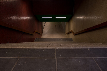 Canvas Print - High-angle shot of a stairway descending to the subway