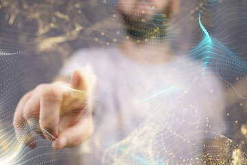 Wall Mural - Communication technology for internet business. Global world network