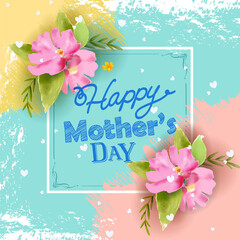 Sticker - Happy Mother s Day greetings card abstract background