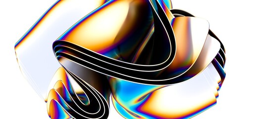 Fluid design twisted shapes holographic 3D abstract background iridescent wallpaper