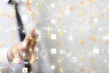 Neural network 3D illustration. Big data and cybersecurity