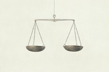 Illustration of balance minimal concept, scales of justice