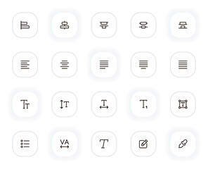 Poster - Type, paragraph and character line icons set. Text editing, alignment, format and other buttons. Vector outline pictograms for web and ui, ux mobile app design. Editable Stroke. 24x24 Pixel Perfect.