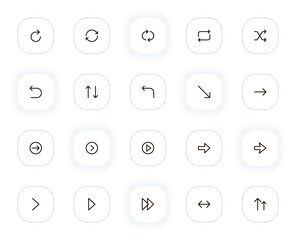 Fototapete - Arrows and diagrams line icons set. Symbols with different direction and menu navigation buttons. Vector outline pictograms for web and ui, ux mobile app design. Editable Stroke. 24x24 Pixel Perfect.