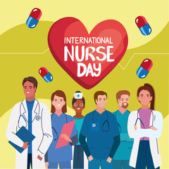 Canvas Print - nurse day lettering with capsules