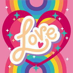 Sticker - love lettering with lbtbi flag