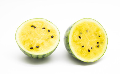 fresh two half Sliced watermelon isolated on white background,