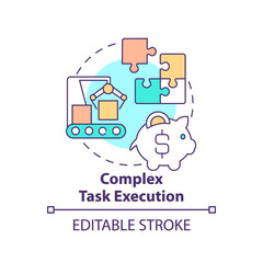 Complex task execution concept icon. Artificial intelligence advantage abstract idea thin line illustration. Isolated outline drawing. Editable stroke. Arial, Myriad Pro-Bold fonts used