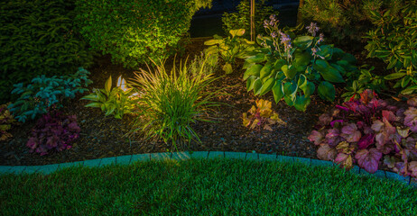 Wall Mural - Rockery Garden Illuminated with LED Lights