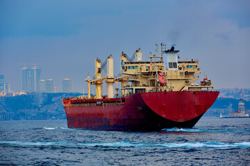 Wall Mural - Large cargo ship in in Bosphorus Strait, Istanbul, Turkey