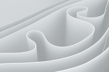 Wall Mural - Minimalist curved shape 3d illustration. Motion clean texture. Simple design background