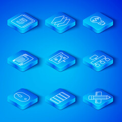 set line computer mouse, planning strategy concept, color palette guide, site map, front end develop