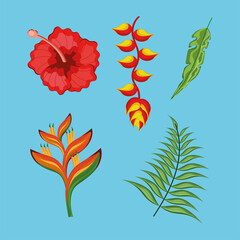 Sticker - exotic flowers and leafs