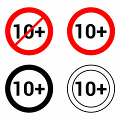 Canvas Print - 10 Ten plus round sign vector illustration isolated on white background