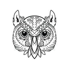 Wall Mural - hand drawn head owl vintage doodle illustration for tattoo stickers poster etc