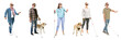© Pixel-Shot - Different blind people with guide dogs and walking canes on white background