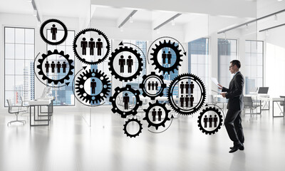 Wall Mural - Networking and social communication concept as effective point for modern business