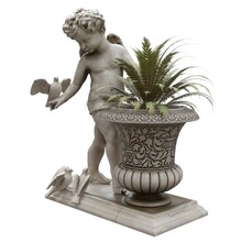 Park Sculpture Boy With A Vase Isolated On White Background 3d Illustration