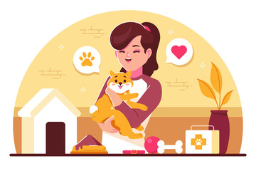 Wall Mural - pet lovers flat design illustration