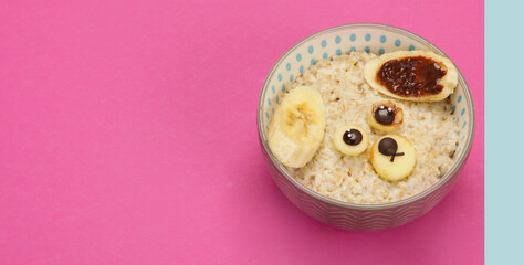 Poster - Different oatmeal for kids on colourfull background.