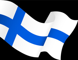 Poster - Finland flag wave  isolated  on png or transparent background,Symbol Finland. vector illustration