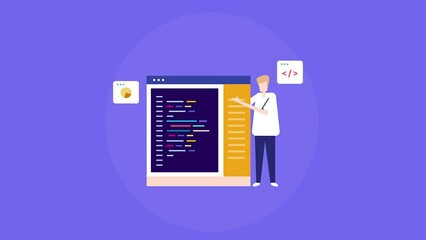 Wall Mural - programmer, coder, web developer or software engineer it industry expert working on project. concept