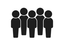 立っている5人の人のアイコン・ピクトグラム - チーム・集団のイメージ素材

