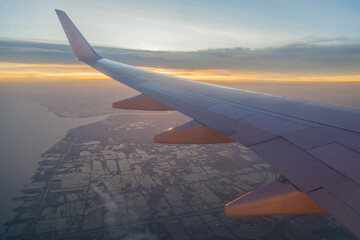 Wall Mural - aerial view from airplane landscape, indonesia, top view landscape and transportation concept
