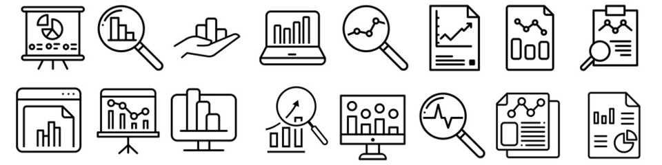 data analysis icon vector set. profit graph illustration sign collection. data science symbol or log