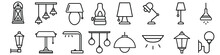 Lamp Icon Vector Set. Illuminator Construction Illustration Sign Collection. Lighting Symbol Or Logo.