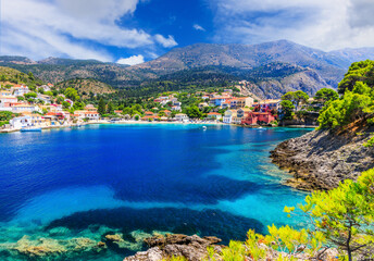 Wall Mural - Kefalonia, Greece. Colorful village of Assos.