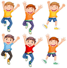 Wall Mural - set of different kindergarten boys jumping