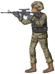 Wall Mural - Soldier in uniform cartoon character